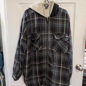 Dickies Men's Gray Plaid Hooded Jacket